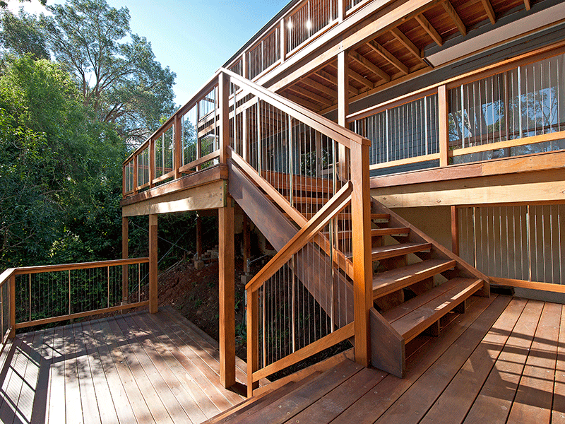 Sentrel Balustrade and Pool Fencing. Timber: Spotted Gum